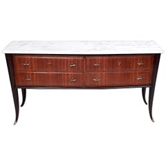 Vintage Canaletto Walnut Dresser produced by Dassi with Carrara Marble Top