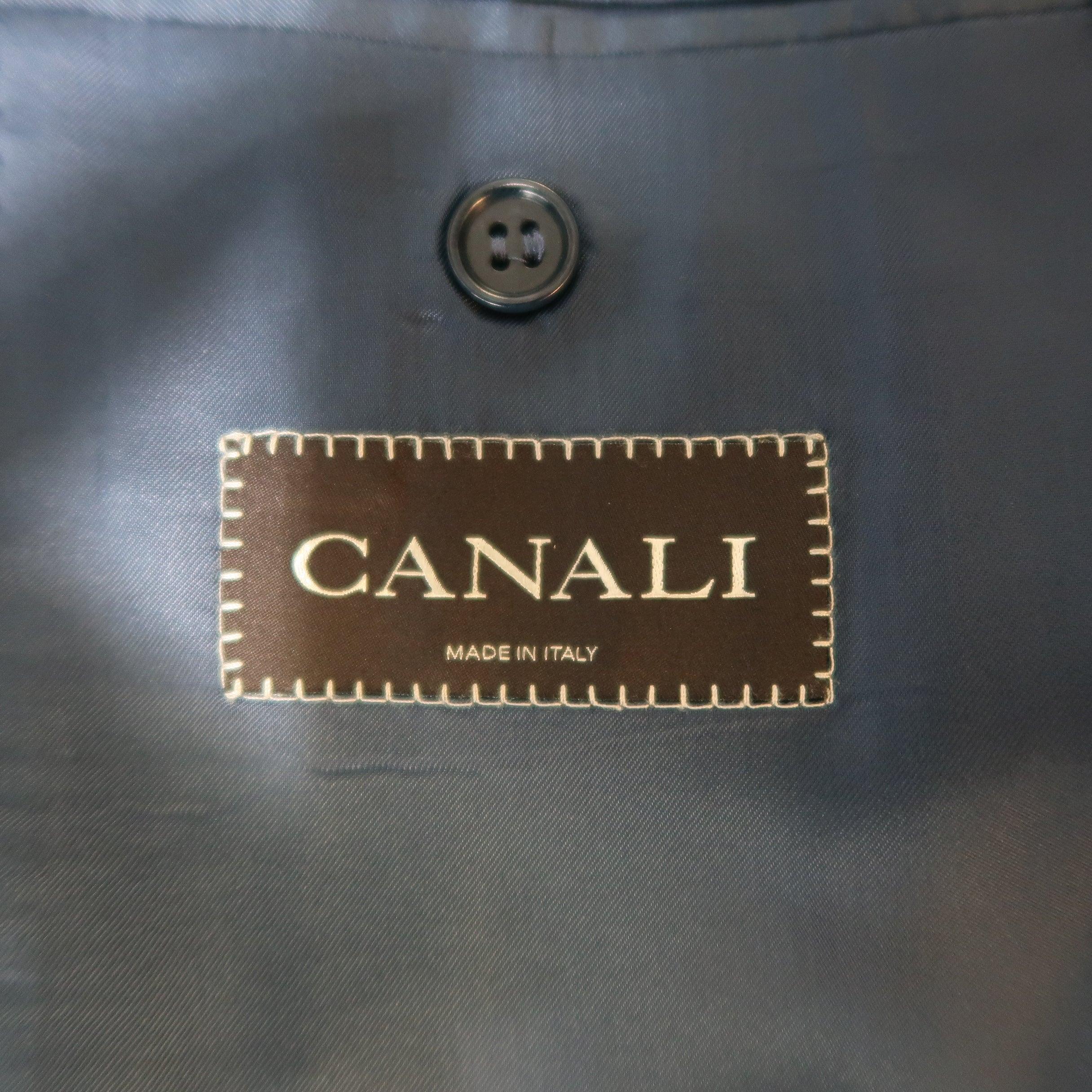 CANALI 42 Regular Black & White Nailhead Wool Single Breasted  Suit For Sale 4