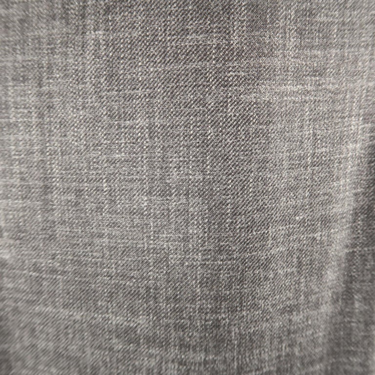 CANALI 42 Regular Gray Heather Wool / Silk / Linen Notch Lapel Sport