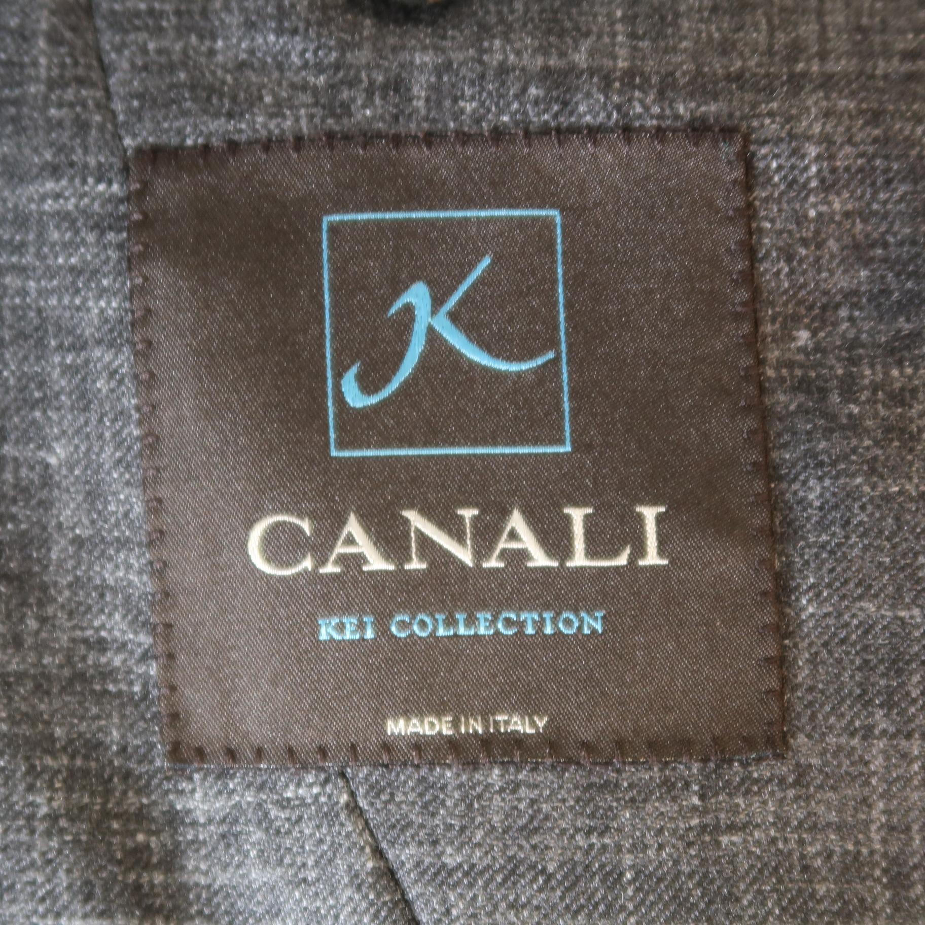 CANALI 42 Regular Gray Heather Wool / Silk / Linen Notch Lapel Sport Coat Jacket 1