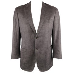 CANALI 42 Regular Gray Heather Wool / Silk / Linen Notch Lapel Sport Coat Jacket