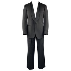 CANALI Black Size 38 Solid Wool Shawl Collar Tuxedo