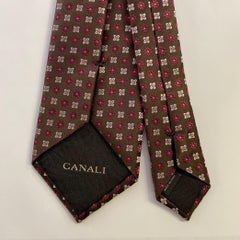 CANALI Brown Purple Floral Silk Tie