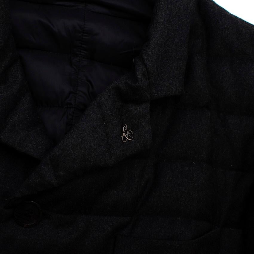 Canali Charcoal Quilted Down Long Jacket - Size 52 In Excellent Condition In London, GB