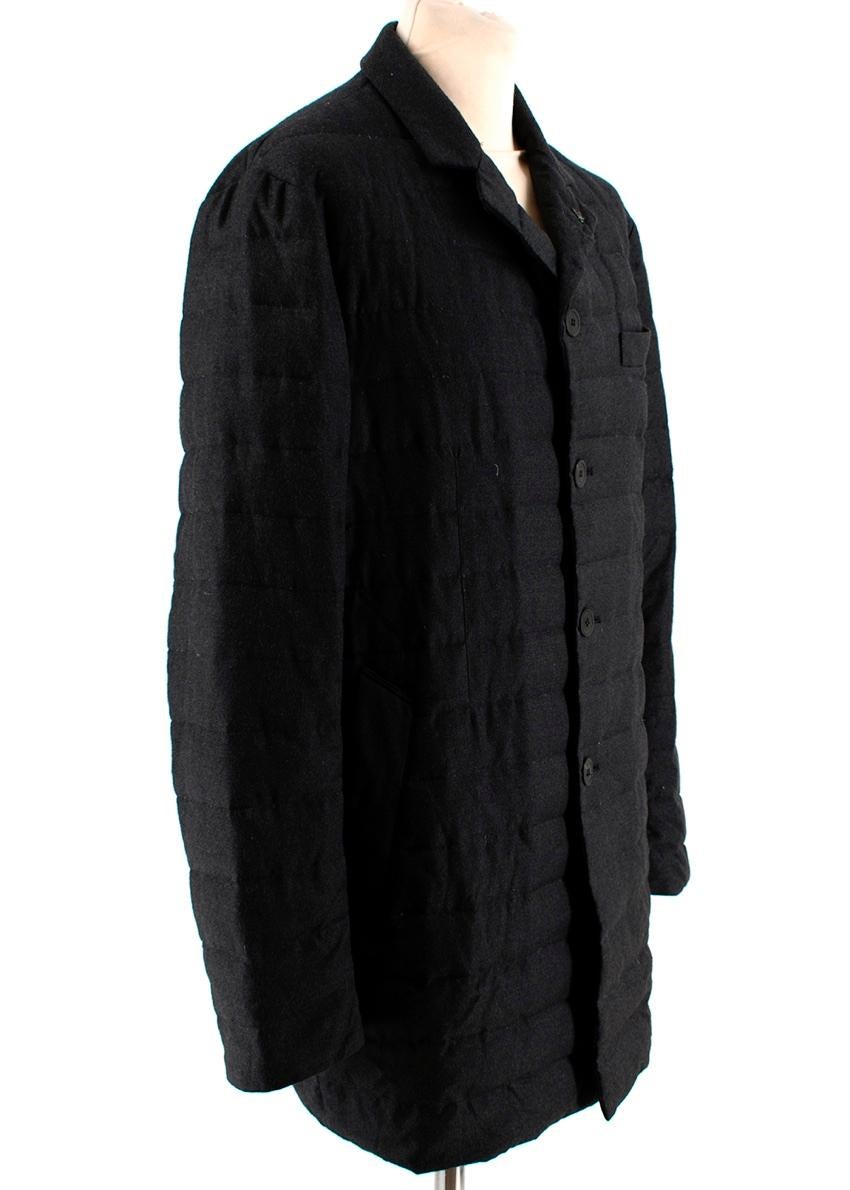Canali Charcoal Quilted Down Long Jacket - Size 52 2