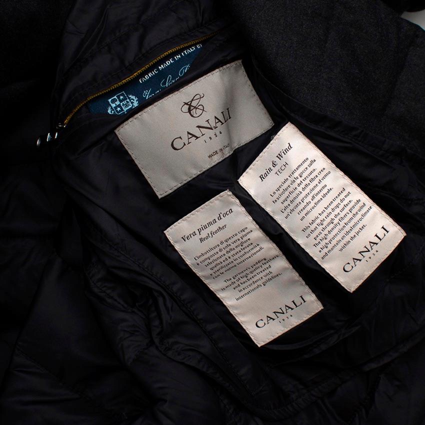 Canali Charcoal Quilted Down Long Jacket - Size 52 4