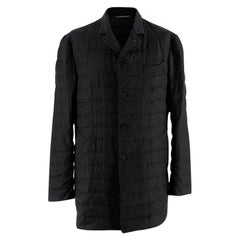 Canali Charcoal Quilted Down Long Jacket - Size 52