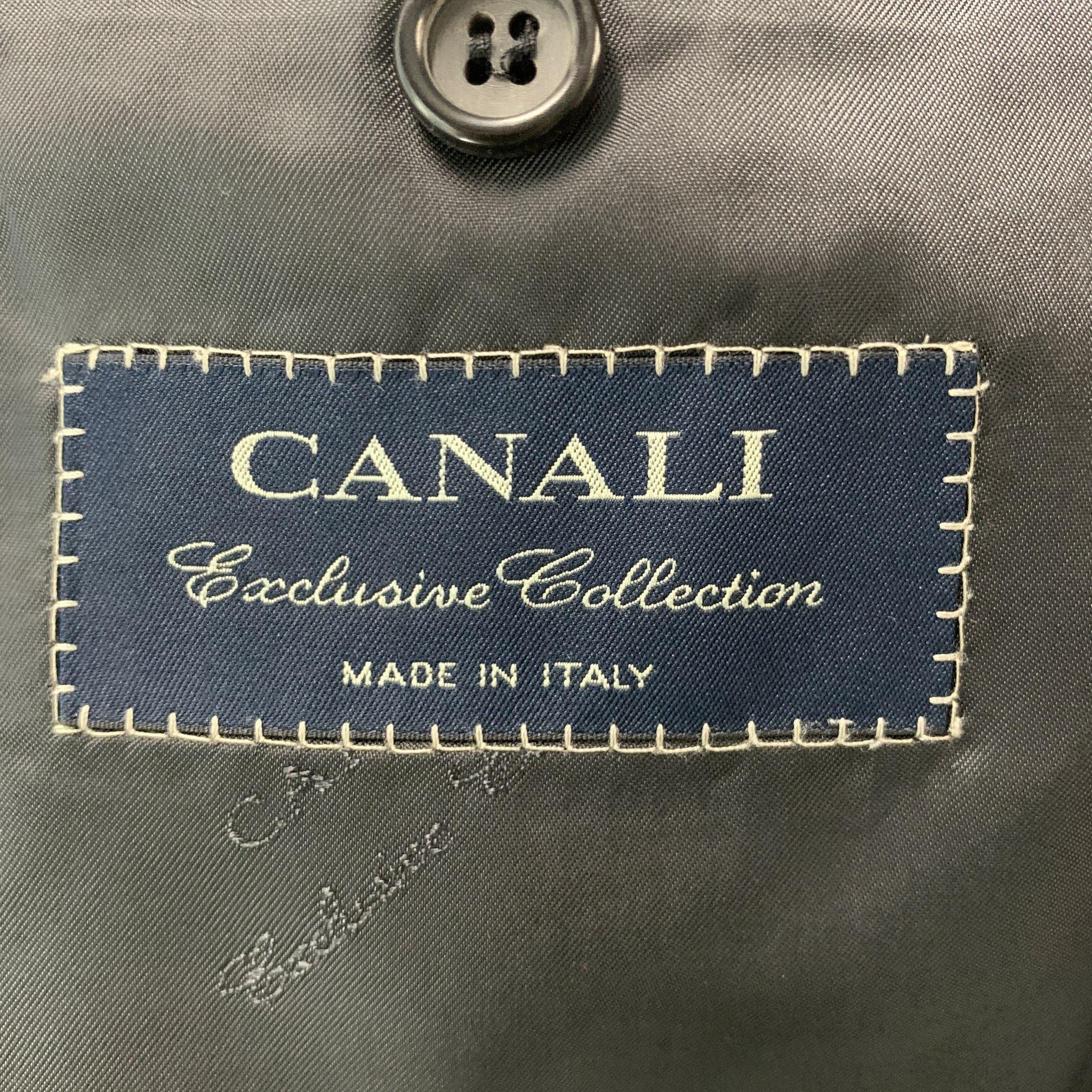 CANALI Chest Size 40 Black Beige Glenplaid Cashmere Single breasted Sport Coat For Sale 3