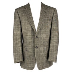 Canali Chest Size 40 Black Beige Glenplaid Cashmere Single breasted Sport Coat