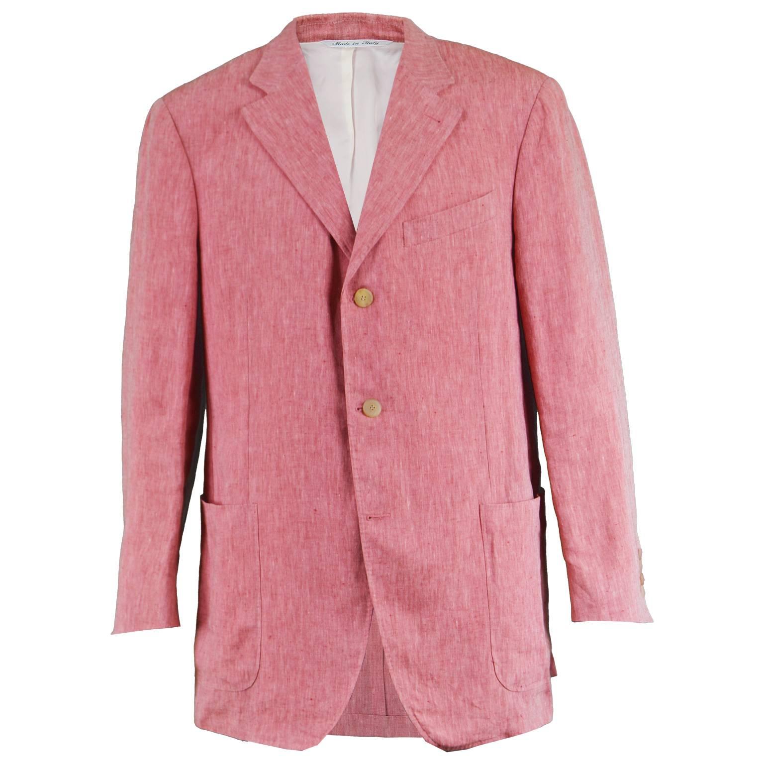 Canali for Holt Renfrew Men's Salmon Pink Linen Sport Coat Blazer Jacket 44R
