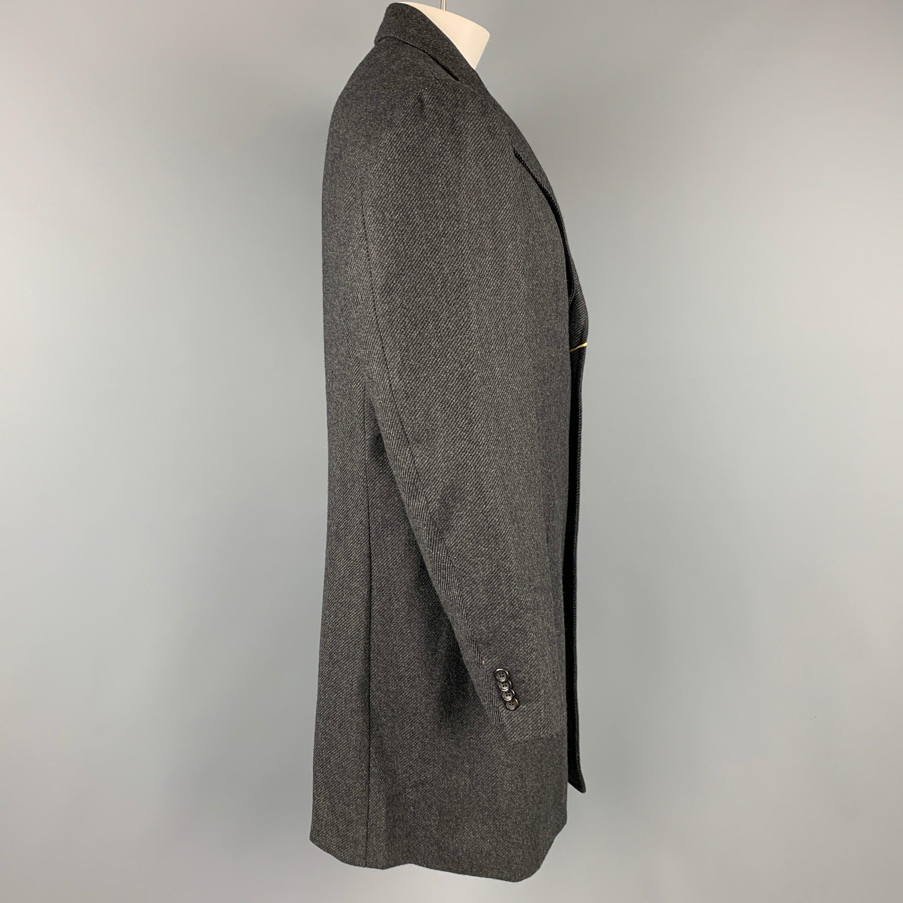 Men's CANALI Kei Size 46 Grey & Black Diagonal Stripe Wool Notch Lapel Coat For Sale