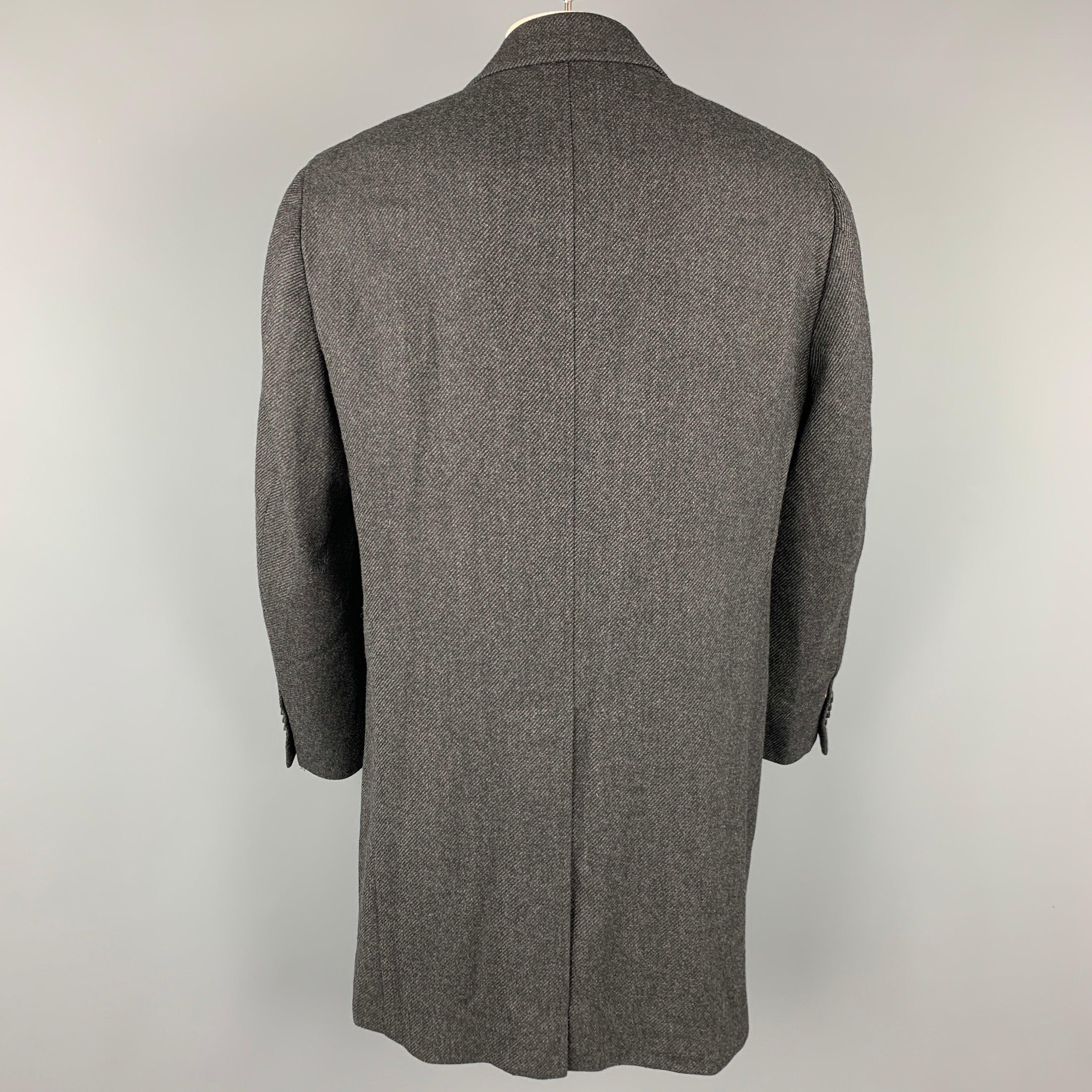 CANALI Kei Size 46 Grey & Black Diagonal Stripe Wool Notch Lapel Coat For Sale 1