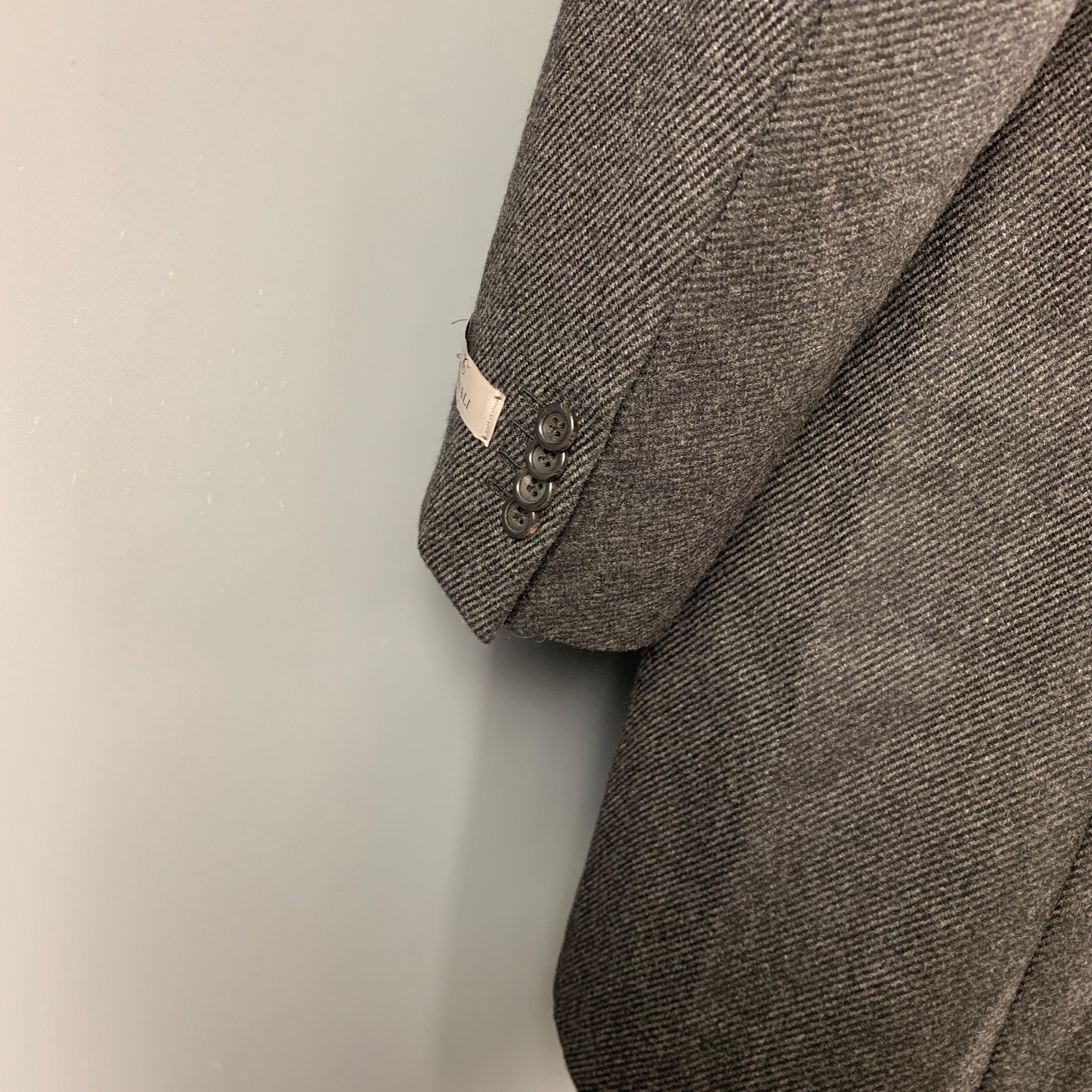 CANALI Kei Size 46 Grey & Black Diagonal Stripe Wool Notch Lapel Coat For Sale 2