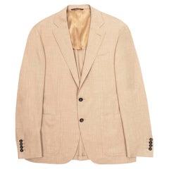 Canali Kei Travel Men's Sand Blazer in Wool Silk Linen Blend
