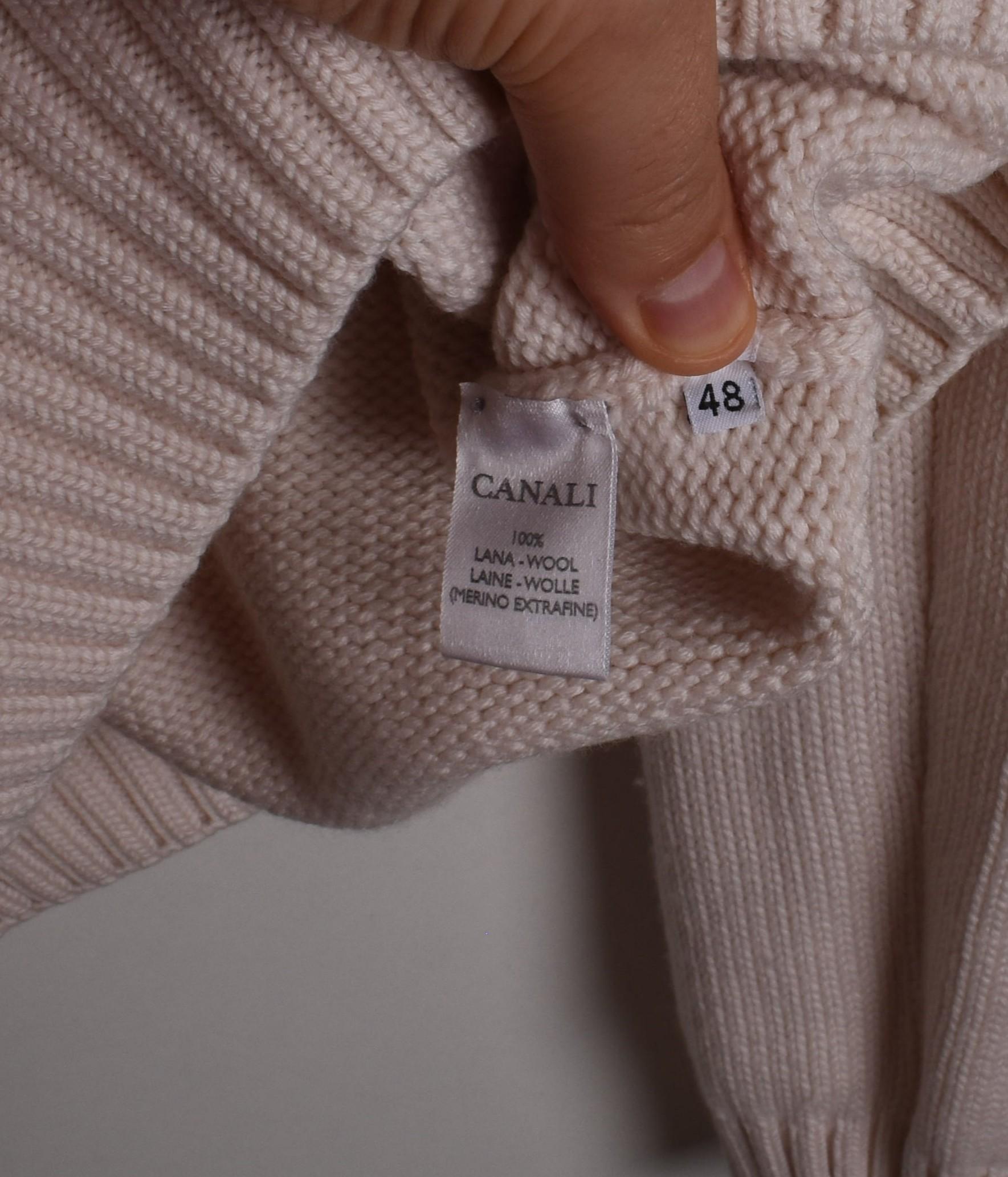 Gris Pull-over en maille épaisse pour hommes Canali Taille IT48-M, S1697 en vente