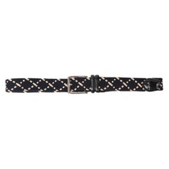 Canali Men's Braided Elastic Belt in Dark Navy and Sand, Size M-L
