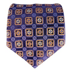 Cravate en soie CANALI Navy Orange Abstract Floral