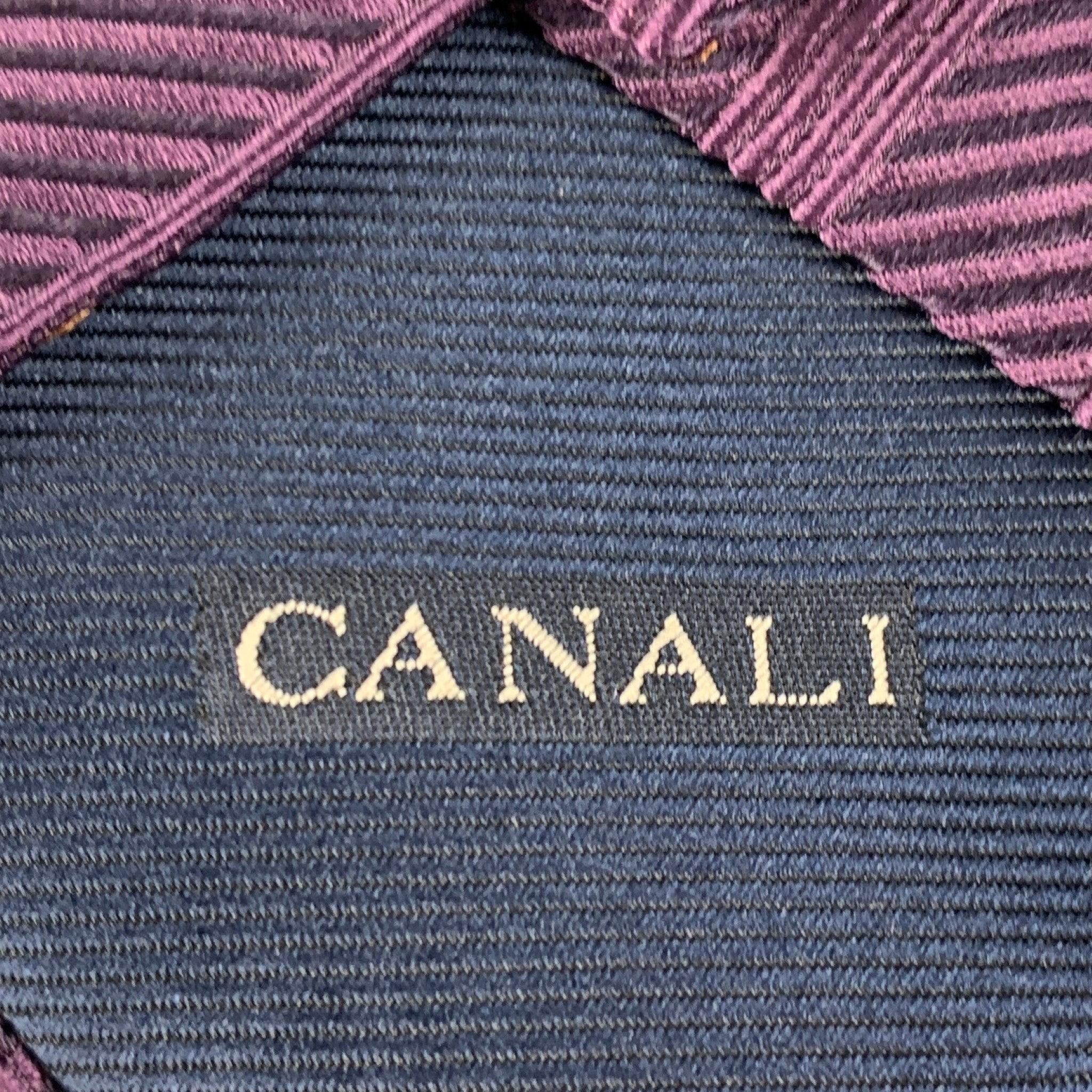 CANALI Purple Ribbed Silk Tie For Sale 1