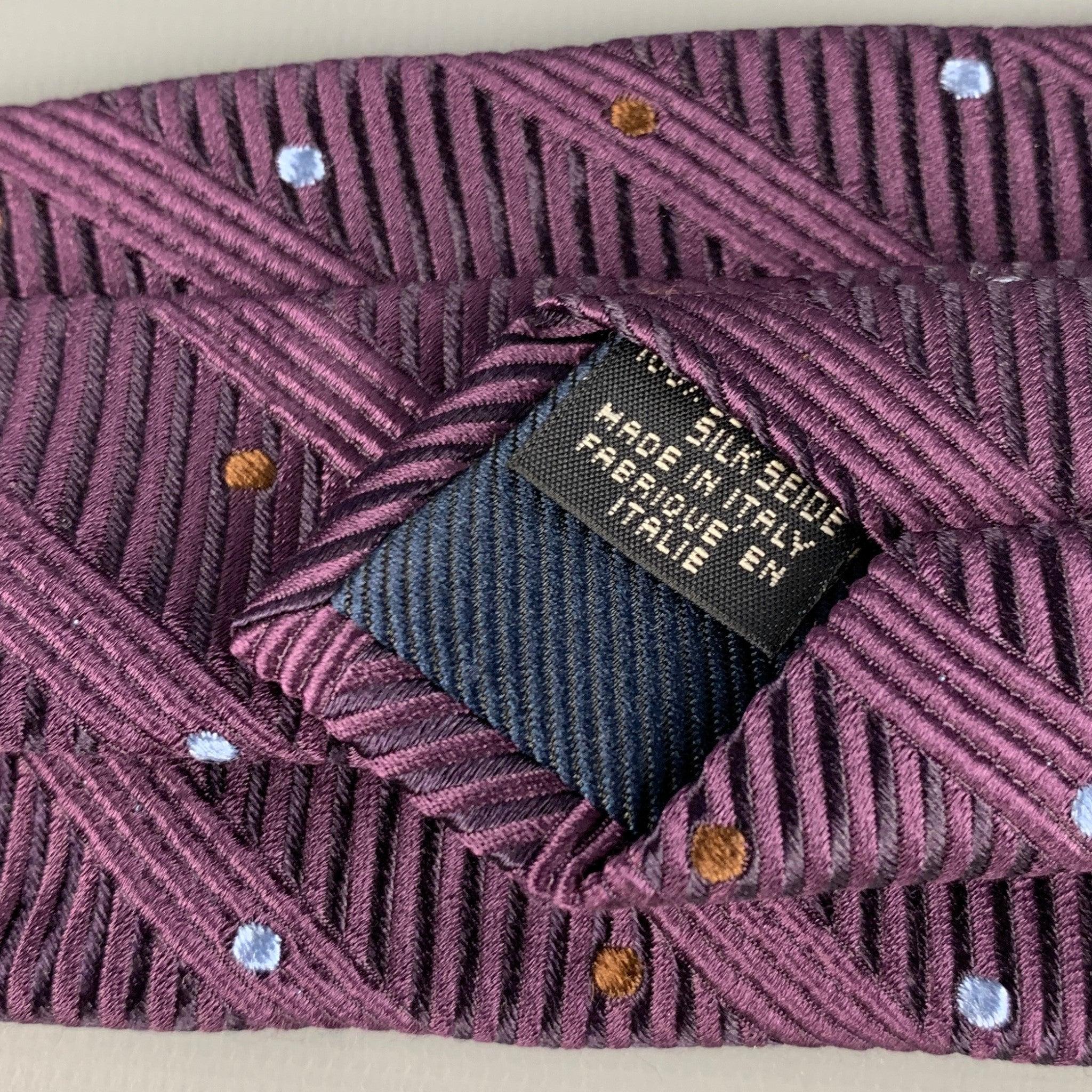 CANALI Purple Ribbed Silk Tie For Sale 2