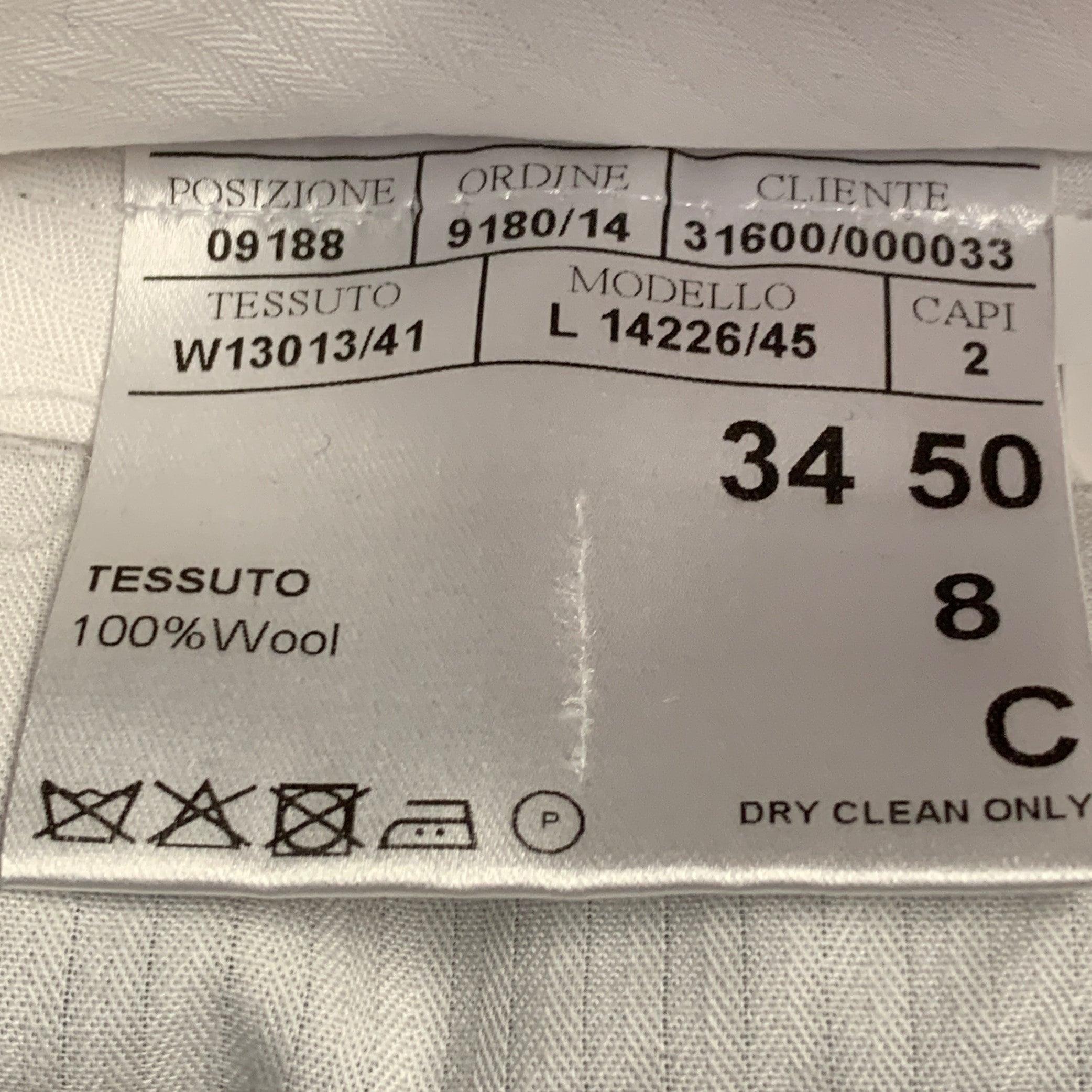 Canali Taille 34 Pantalon habillé en laine à carreaux, à devant plat, taille 34 Pour hommes en vente