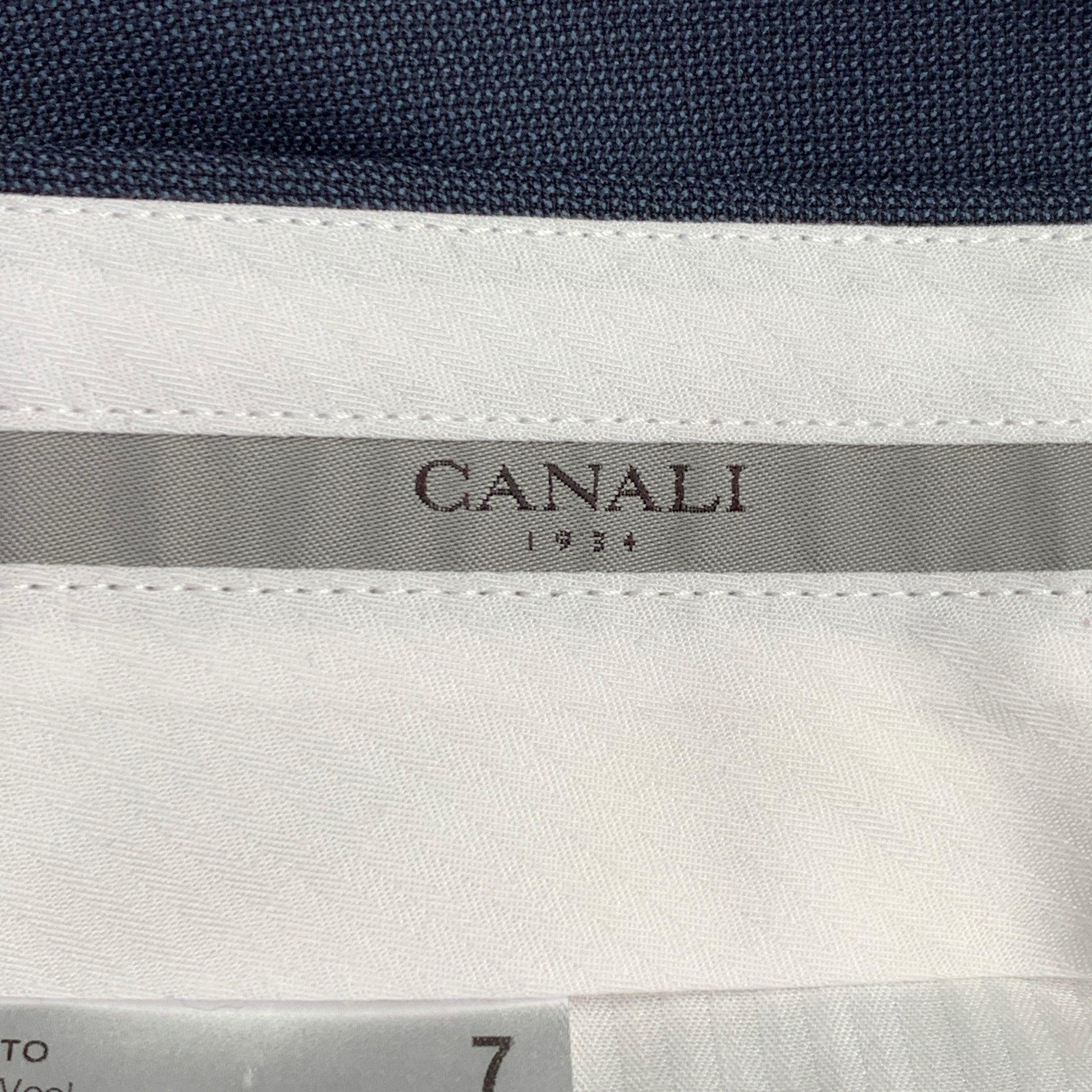 Viola Canali taglia 34 Pantaloni da sera in lana navy con il davanti piatto