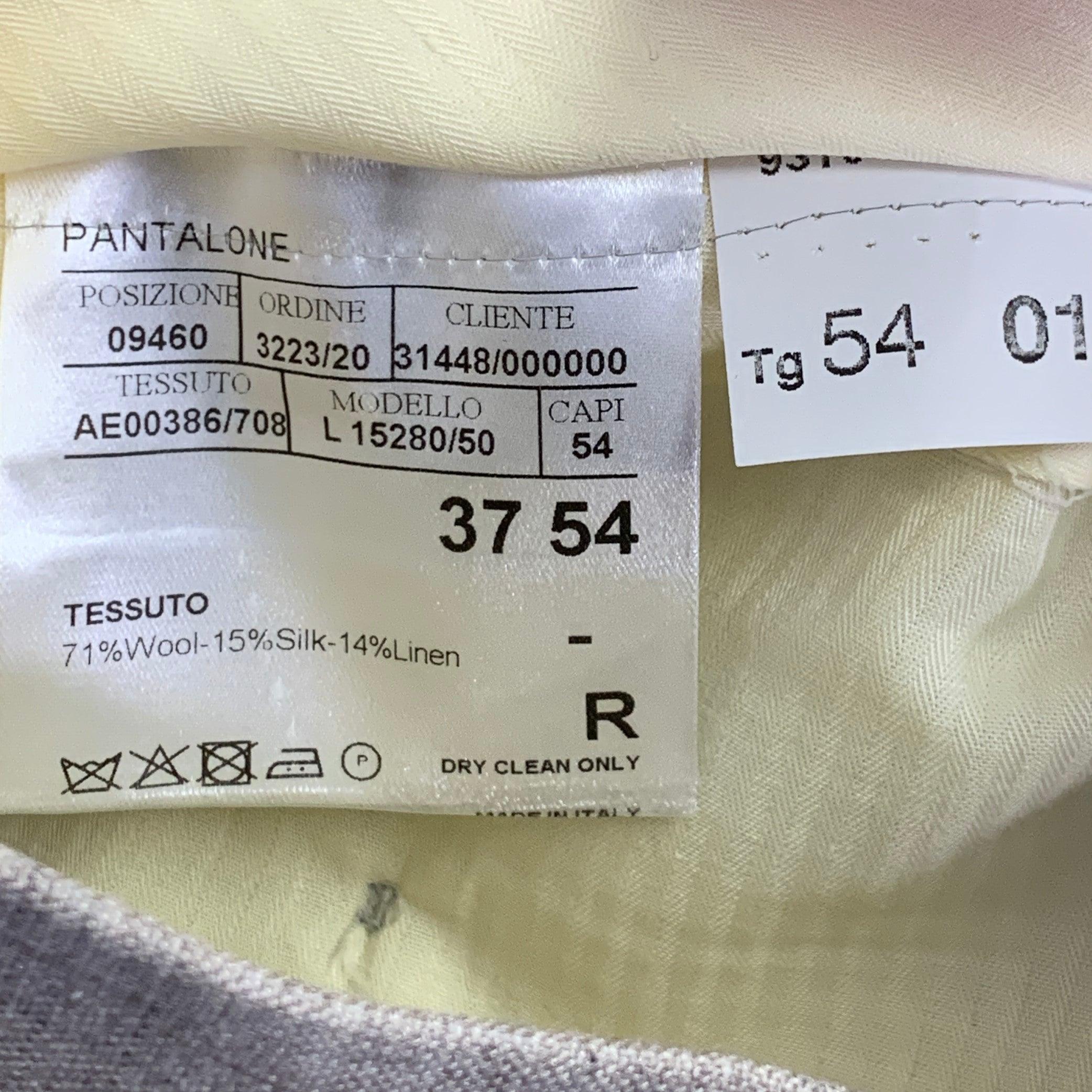 Uomo Canali taglia 37 Grigio Taupe in misto lana, pantaloni da sera con il davanti piatto in vendita