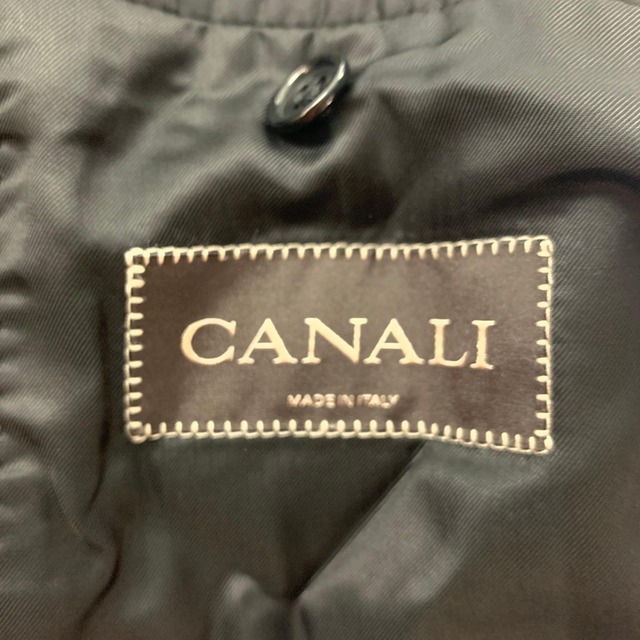 CANALI Size 38 Charcoal Window Pane Silk Blend Notch Lapel Sport Coat For Sale 2
