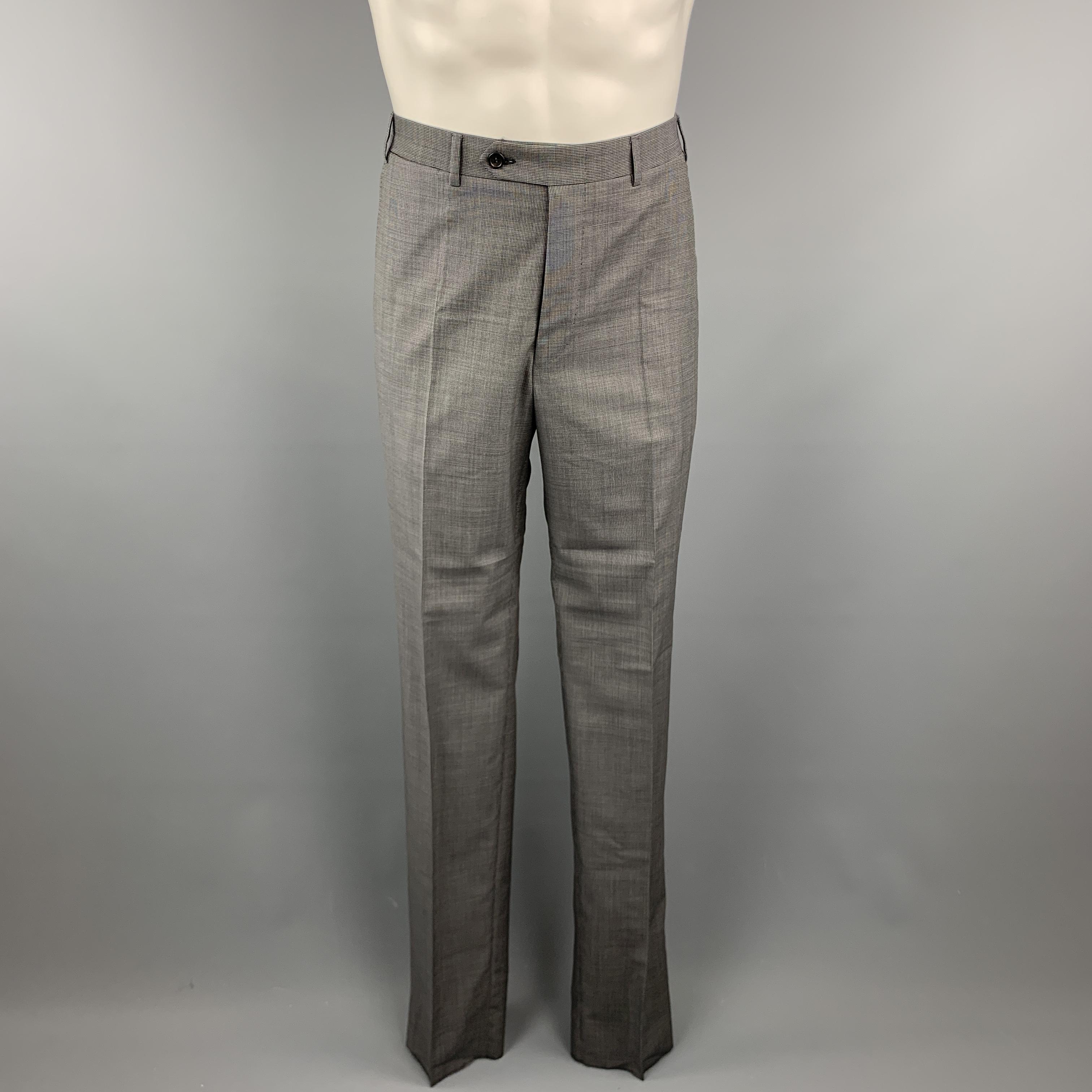 CANALI Size 38 Gray Nailhead Virgin Wool Notch Lapel Suit 1