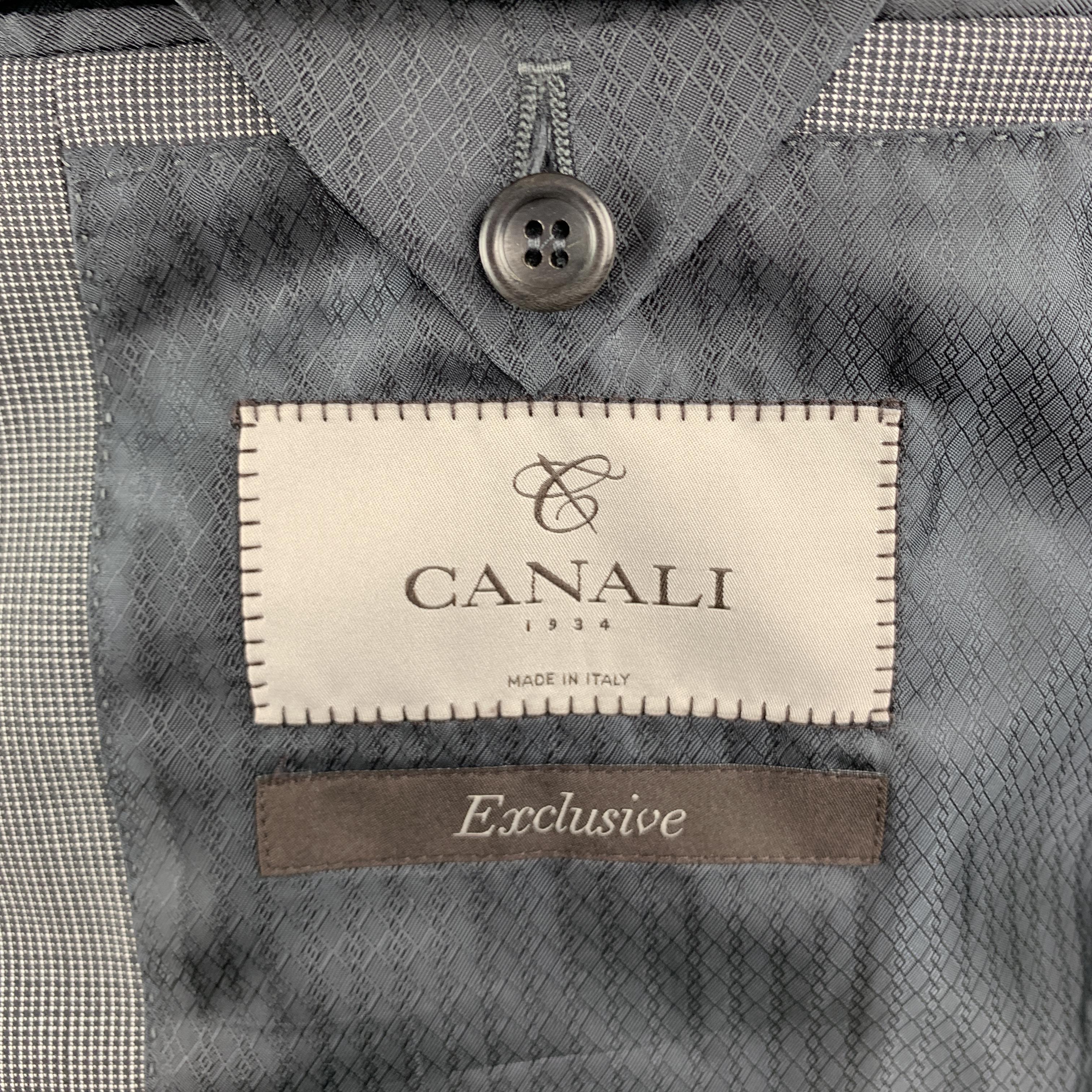 CANALI Size 38 Gray Nailhead Virgin Wool Notch Lapel Suit 2