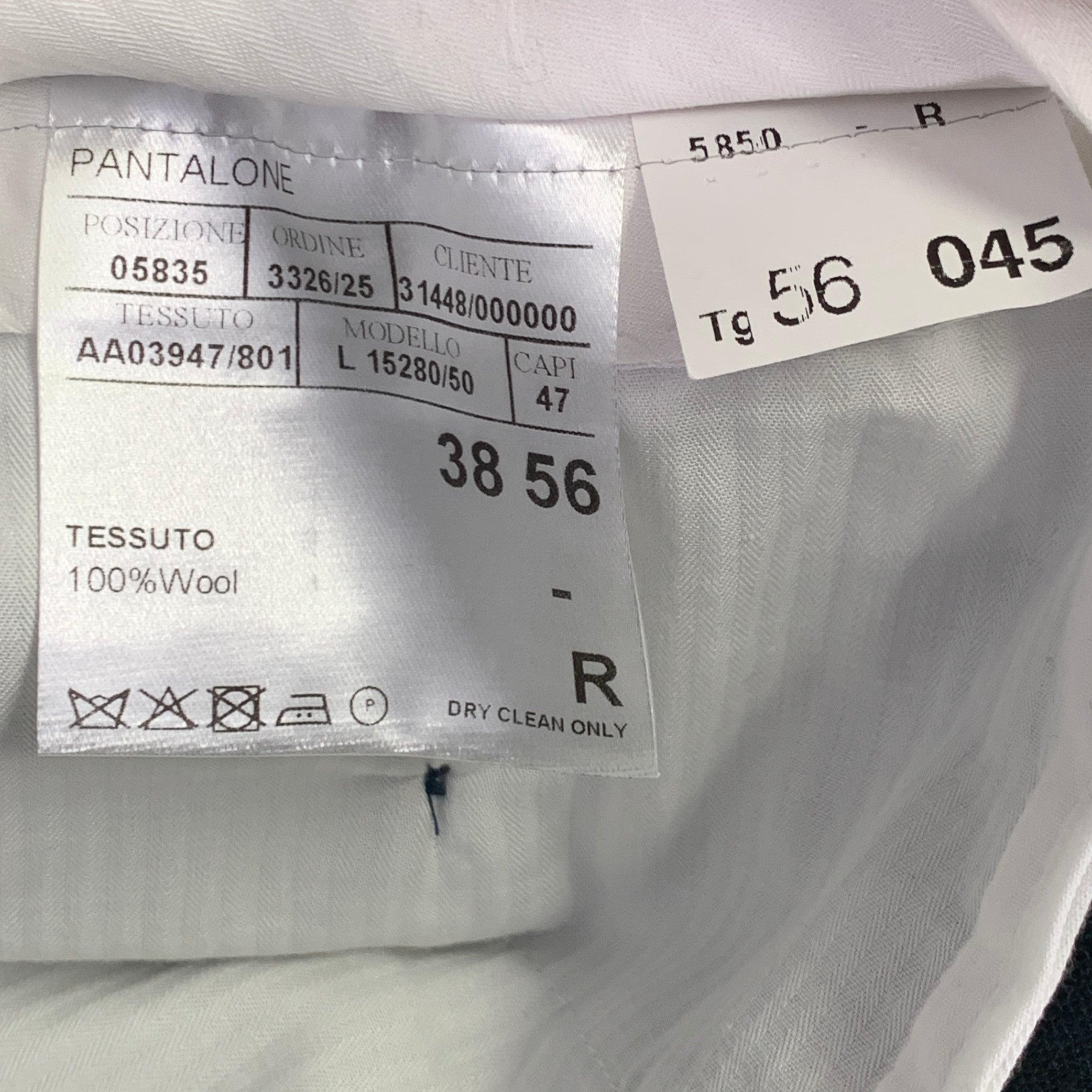 CANALI Talla 38 Gris Marrón Lana Frente Plano Pantalón de vestir 1