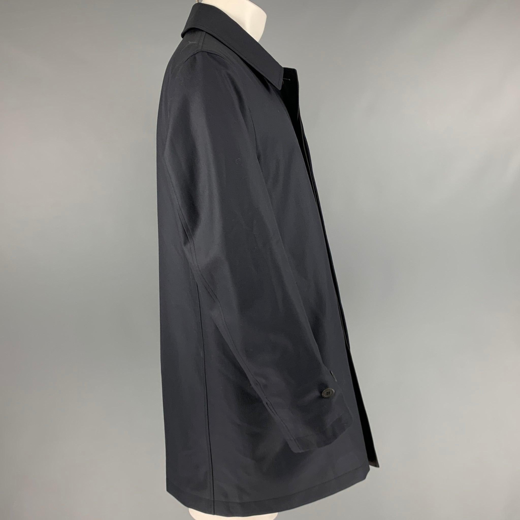 CANALI Größe 38 Navy Brown Zweifarbiger Polyester Reversible Coat Herren im Angebot