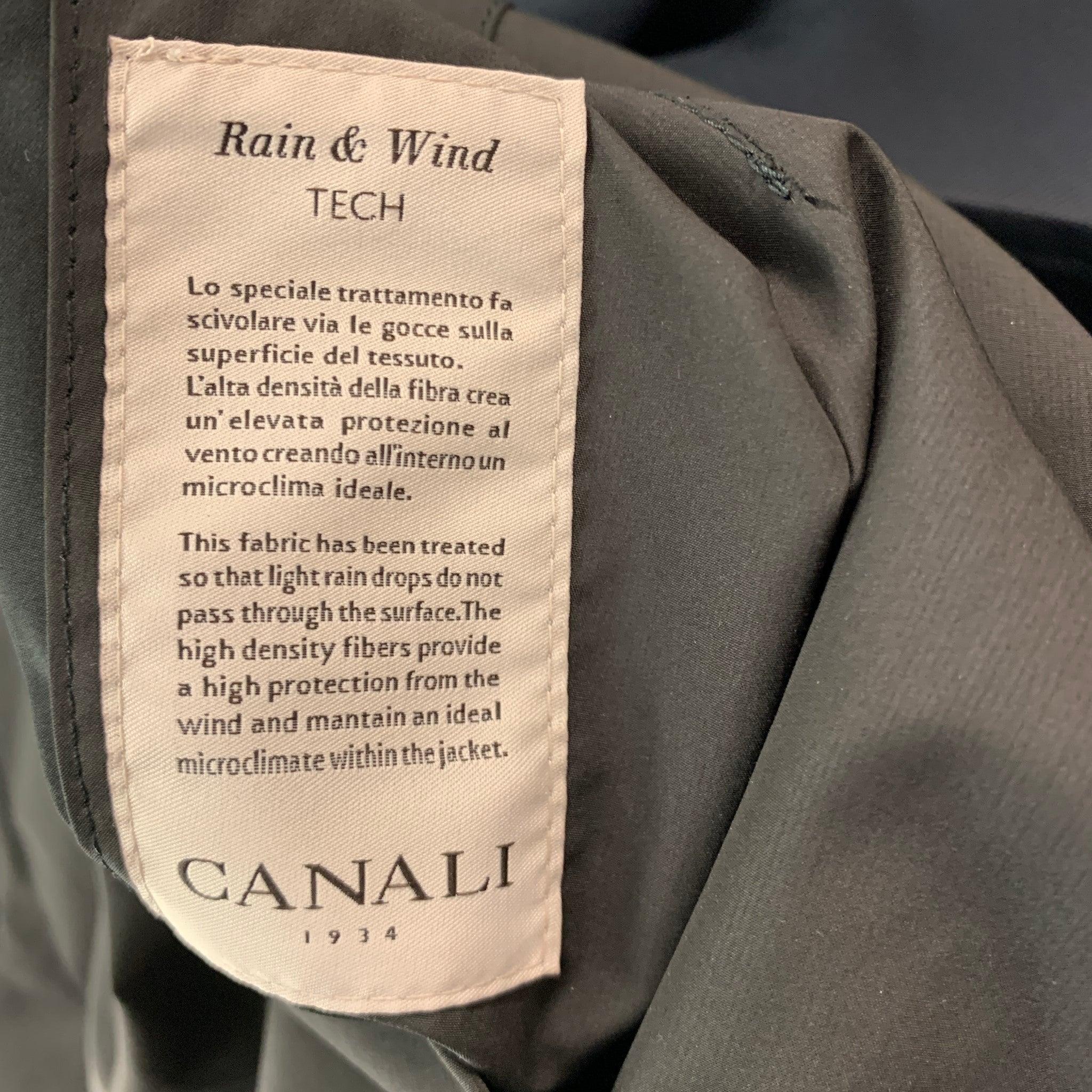 CANALI Größe 38 Navy Brown Zweifarbiger Polyester Reversible Coat im Angebot 4