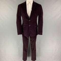 CANALI Size 38 Purple Corduroy Cotton Notch Lapel Suit