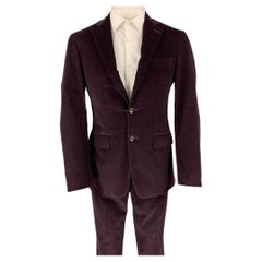 CANALI Size 38 Purple Corduroy Cotton Notch Lapel Suit
