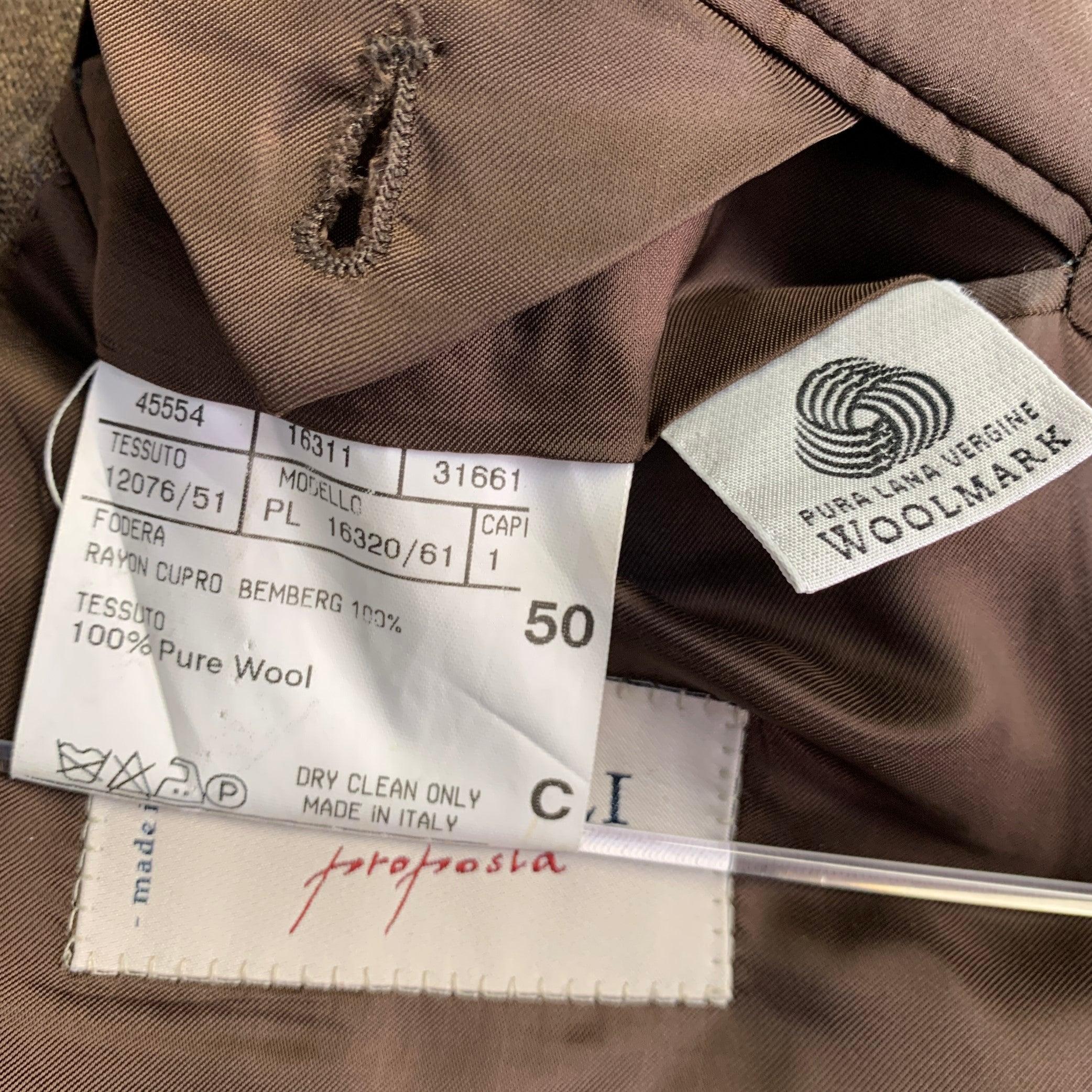 Canali Size 40 Brown Blue Window Pane Wool Single Breasted Sport Coat en vente 3