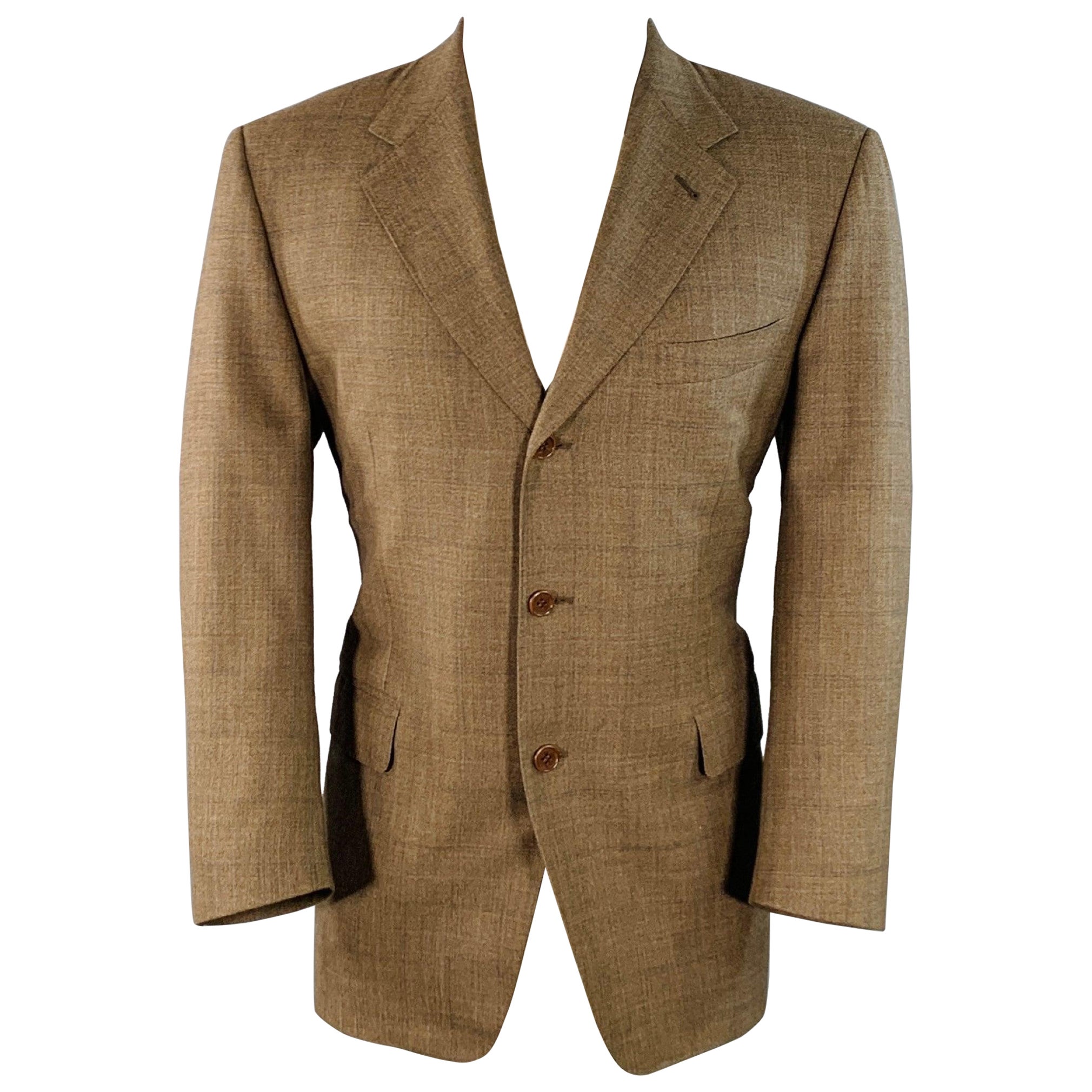 Canali taglia 40 Cappotto sportivo monopetto in lana marrone blu con vetri a finestra