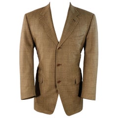 Canali taglia 40 Cappotto sportivo monopetto in lana marrone blu con vetri a finestra