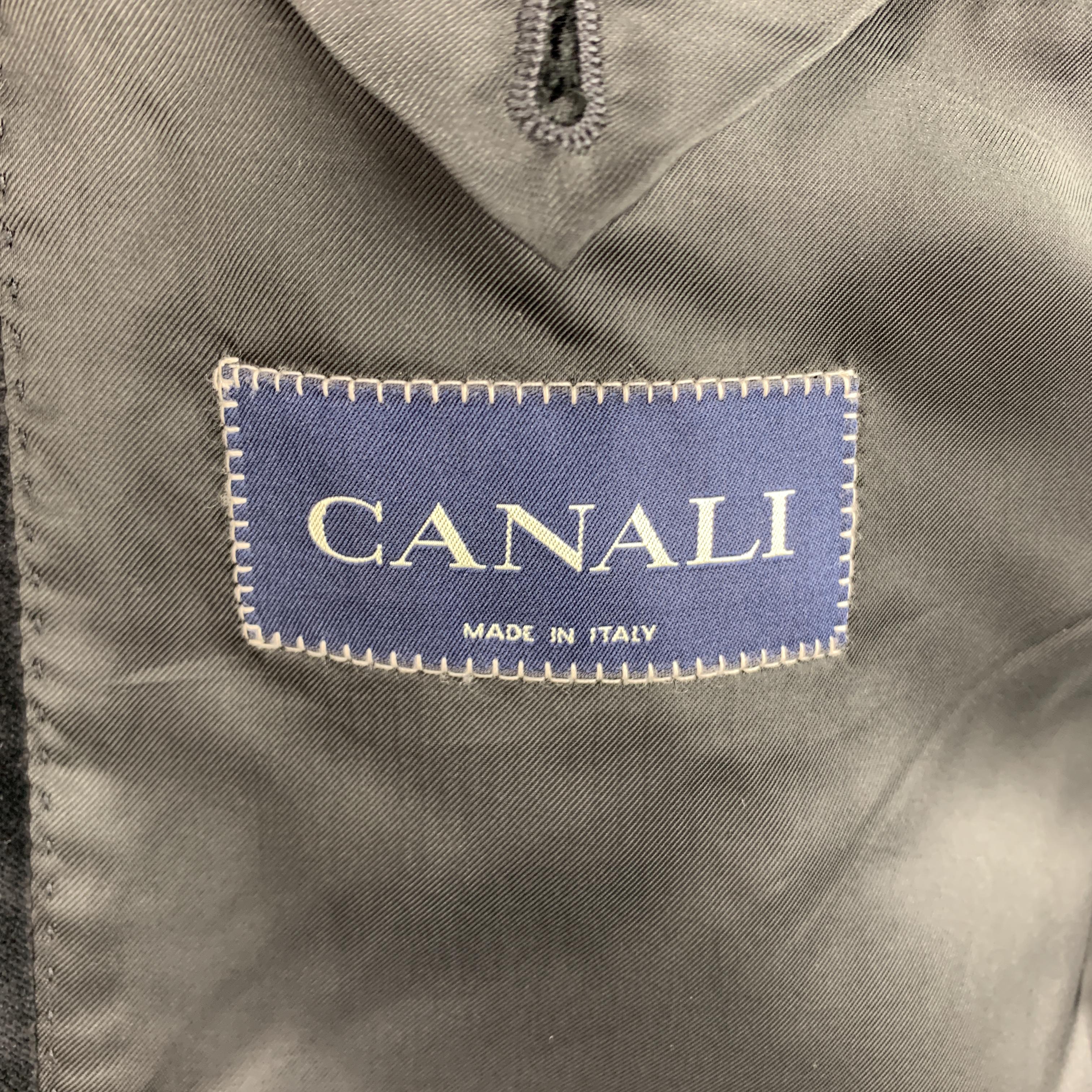 CANALI Size 42 Black Cotton Velvet Notch Lapel Sport Coat 2