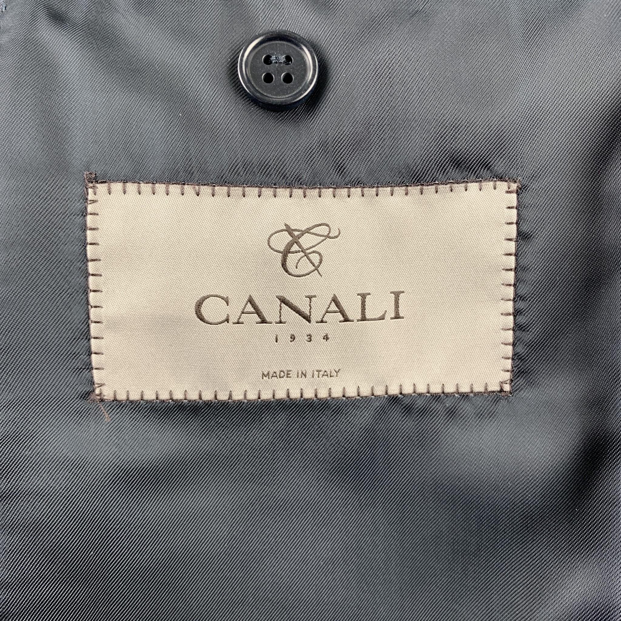 CANALI Size 42 Long Navy Wool Notch Lapel Suit 3