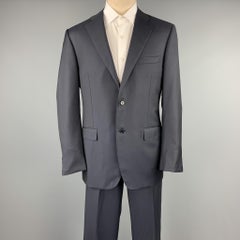 CANALI Size 42 Long Navy Wool Notch Lapel Suit