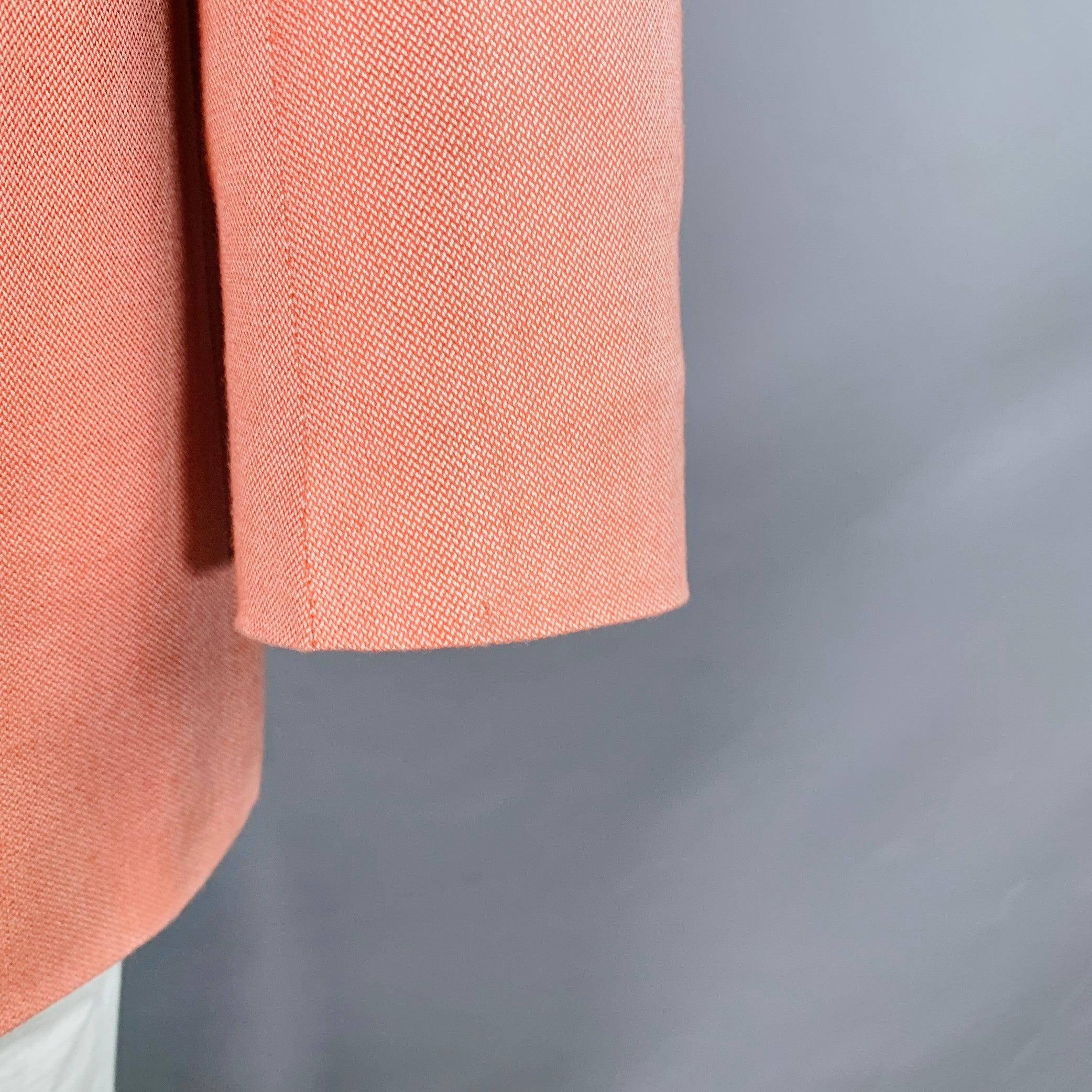 CANALI Taille 42 Long manteau de sport rose en bambou et rayonne à boutonnage unique et trois boutons en vente 3