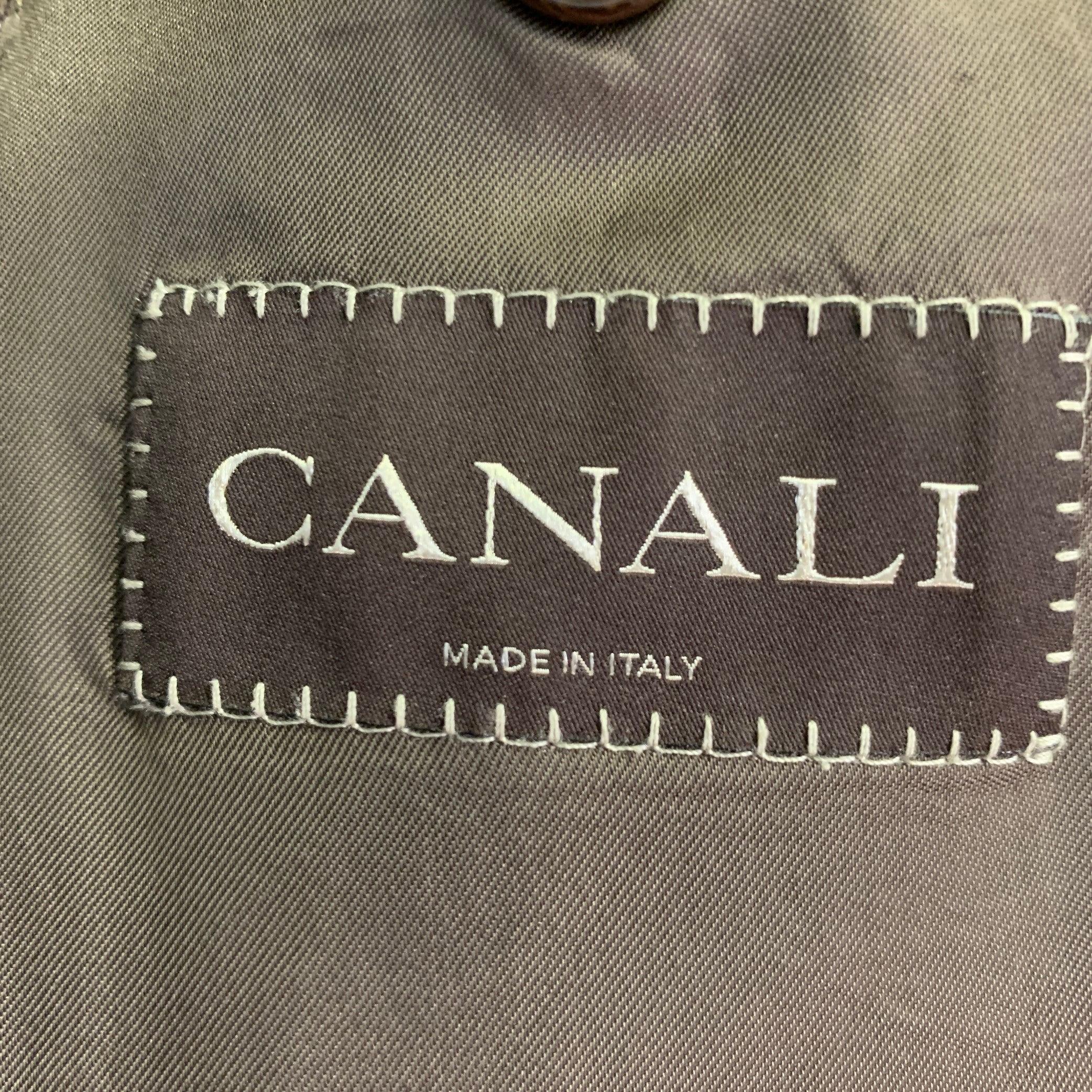 CANALI Size 42 Regular Marrón Tan Plaid Wool Notch Lapel Sport Coat en venta 3