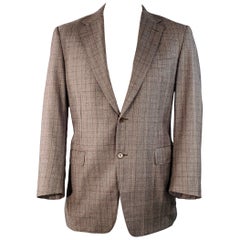CANALI Größe 42 Regular Braun Tan Plaid Wool Notch Lapel Sport Coat