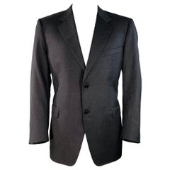 CANALI Size 48 Regular Black Virgin Wool Notch Lapel Sport Coat CANALI Size 48 Regular Black Virgin Wool Notch Lapel Sport Coat