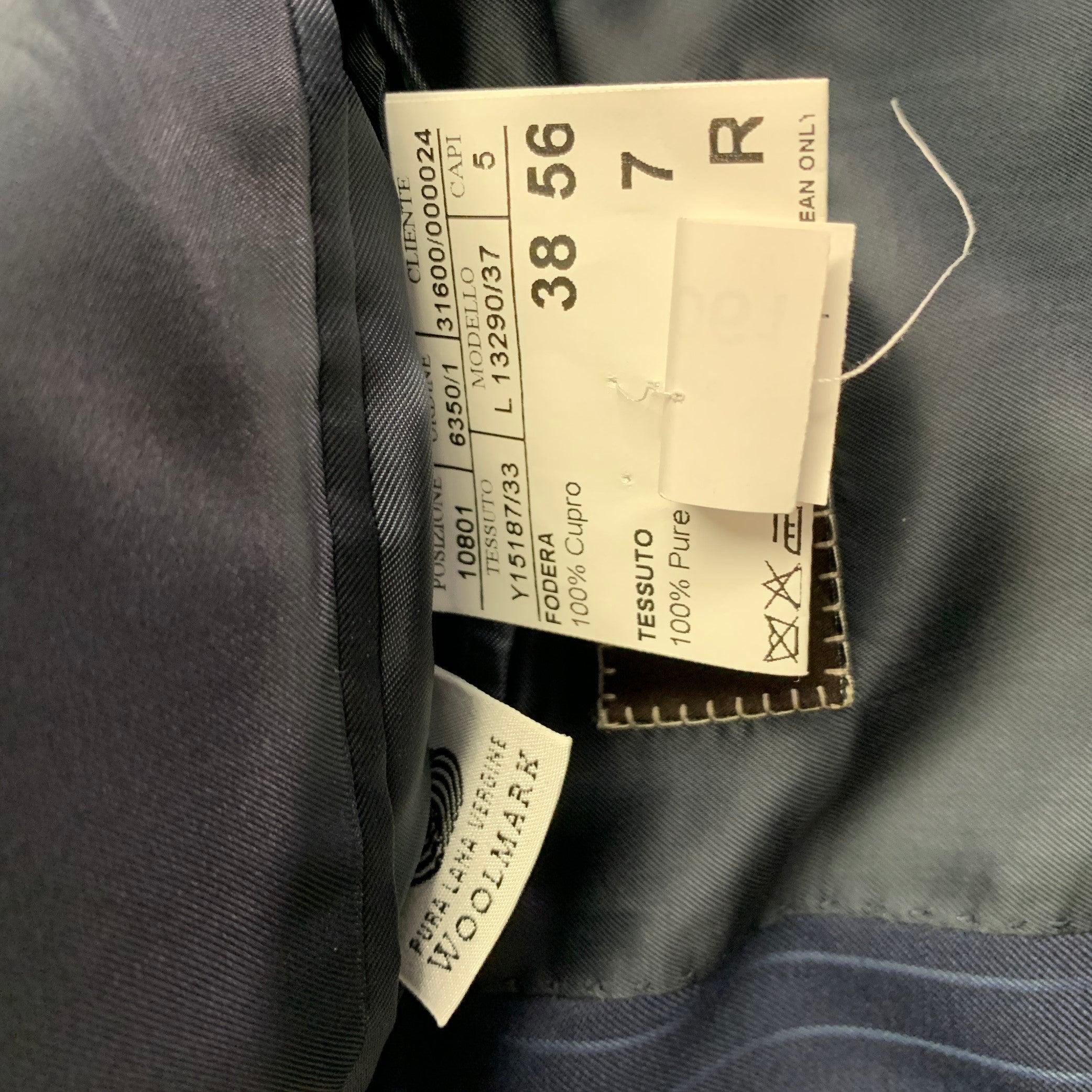 Canali Taille 48 Regular Costume bleu marine à rayures en laine vierge à revers échancré en vente 6