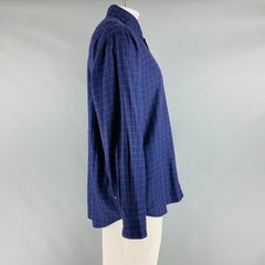 CANALI Talla L Púrpura Fucsia Vidriera Algodón Un bolsillo Camisa Manga Larga