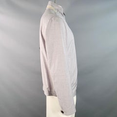 CANALI Size XXL Heather Grey Woven Wool Suede Detail Zip Up Jacket