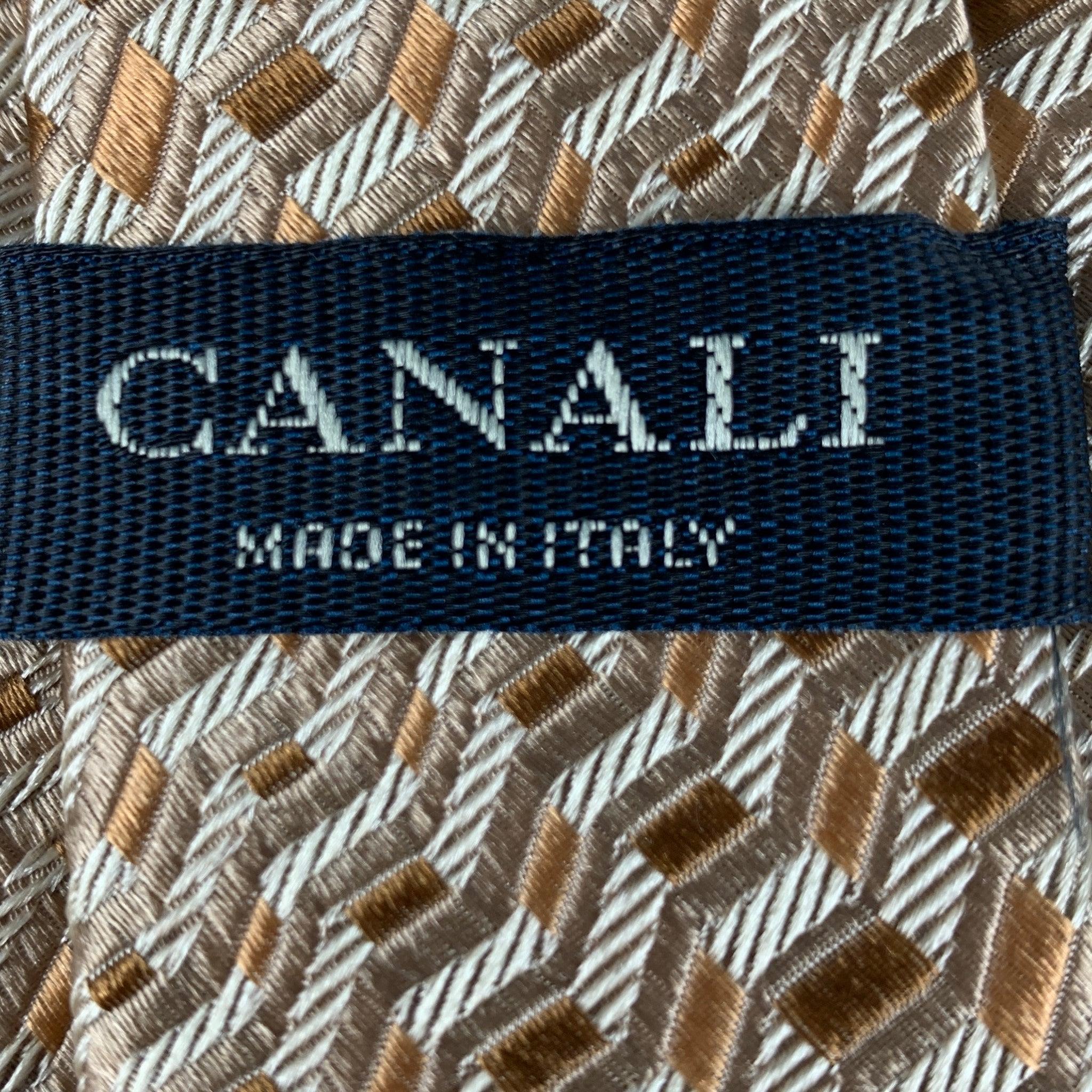 CANALI Tan Taupe Silk Tie For Sale 1
