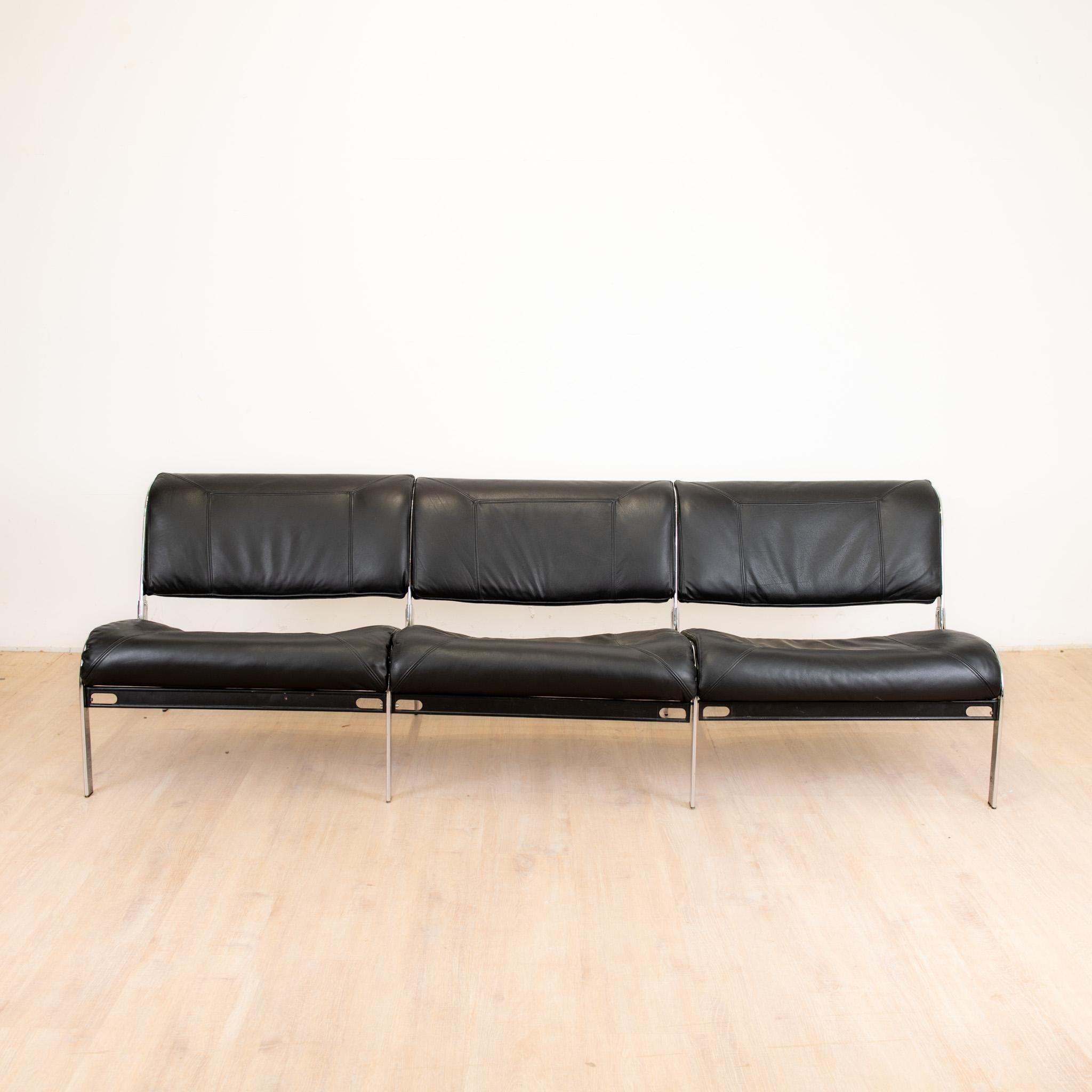Acciaio inossidabile Canapé 3 Places Whist Vintage par Olivier Mourgue pour Airborne, 1964, 1960 in vendita