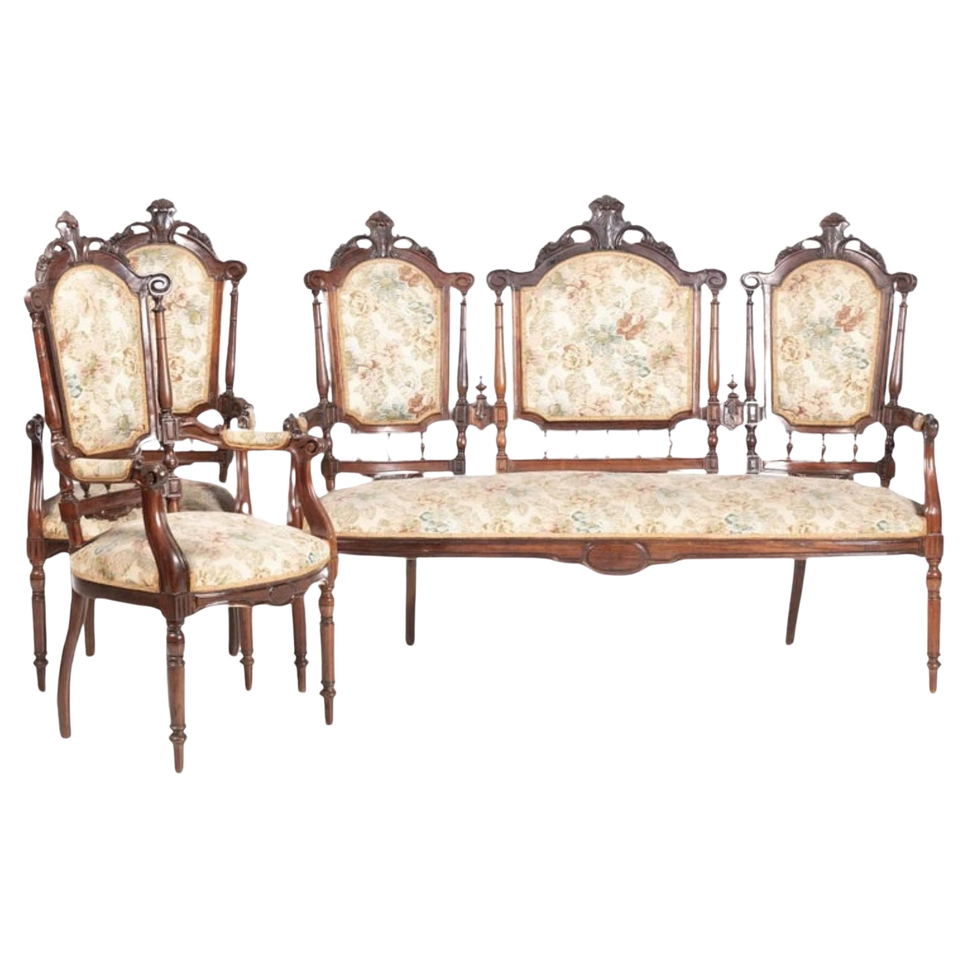 Canapé and Pair of Armchairs Portuguese from the 19th Century For Sale